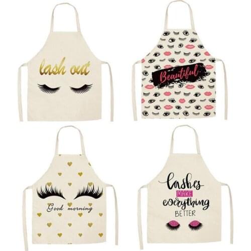 100pcs Eyelash Printed Cleaning Art Aprons Sleeveless Apron Wear Cotton Linen Adult Bibs 53*68cm beauty eyelash tool hot SN3756