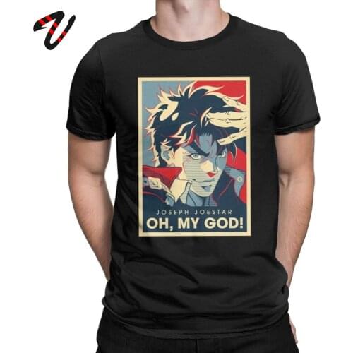 Mens T Shirt Anime Jojos Bizarre Adventure Joseph Joestar Funny 100% Cotton Tee Shirt Japanese Crewneck T-Shirts Graphic Tops