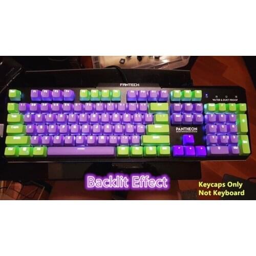 104 Keys EVA Purple PBT Backlit Keycap Keycaps Key caps ANSI Layout OEM Profile for Cherry MX Gaming Mechanical Keyboard