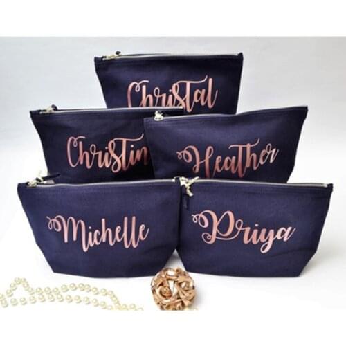 Customize navy Bridesmaid Bags Maid of Honor Gift Bag Bridal Party Gift Bag Bride Makeup comestic Bags pouches partygifts