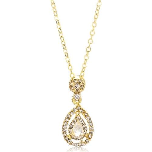 Exquisite Shiny Crystal Drop Pendant Necklace Charming Womens Wedding Engagement Clavicle Chain Romantic Jewelry Girl Gift