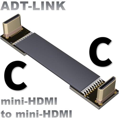 ADT Mini HDMI-Compatible Aerial Flat Cable HDMI-Male And Female Bend Up And Down Ultrathin HD Extension Cables 4K@50/60(2160p