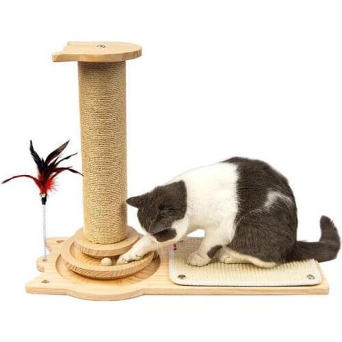 Cat Grabbing Board Cat Turntable Toy Cat Grabbing Pole Sisal Cat Grabbing Board Solid Wood Cat Toy Self Hi Grinding Claw