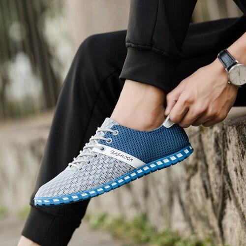 Fashion Mesh Patchwork Shoes Men Flats Slip On Loafers Flat Shoes Men Casual Shoes Zapatillas Hombre Men Cool Walk Shoes