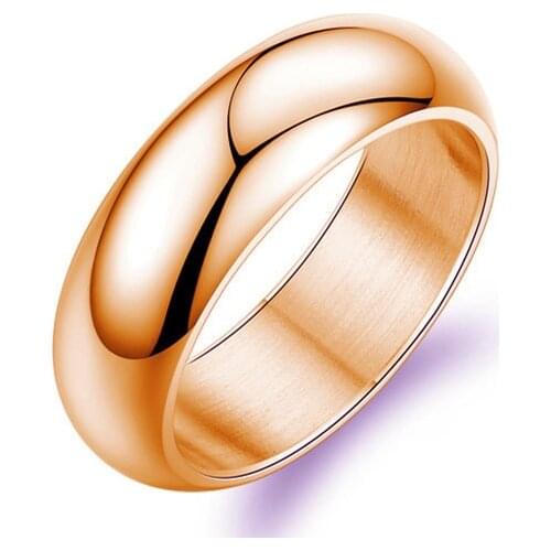 MANGOSKY 6mm Rose Gold 316L Stainless Steel Rings Titanium Steel Rings For Women and Men