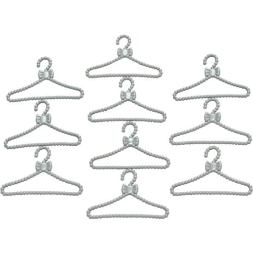 NK 10 Pcs /Lot Mini Doll Gray Plastic Bowknot Hangers Pretend Play House For Barbie Doll Accessories Furniture Baby Toy 03C 3X