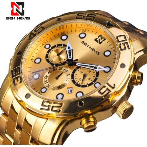 Mens Quartz Watch Chronos Golden Watches for Men BEN NEVIS 2020 Luxury Business Clock Male with Box Waterproof Montre Homme
