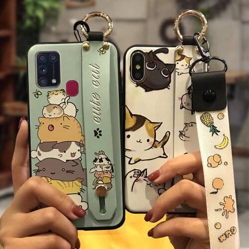Soft Kickstand Phone Case For Samsung Galaxy M31 Wrist Strap Durable New Soft Case Fashion Design