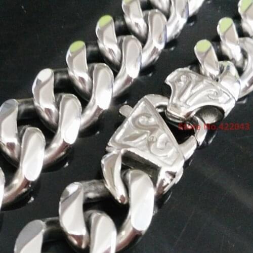 Trendy 7-40" Men Boys Heavy Chain 12/15/17mm Silver Color Curb Cuban Link 316L Stainless Steel Necklace