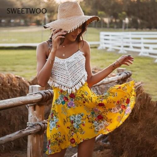 European and American Fashion Print Suspender Dress 2021 Spring and Summer Bohemian Vacation Casual Short Skirt