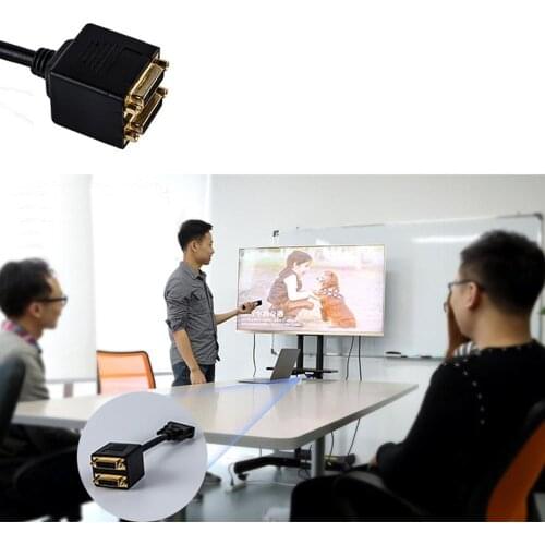Portable Size DVI Splitter Adaptor DVI-D Male to Dual 2 DVI-I Female Video Y Splitter Cable Adapter Cable