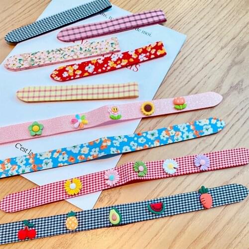 Girls Hair Magic Paste Grid Solid Clor Hairband Headwear Bangs Velcro Headdress Childrens Hair Accessories Animal Decoration