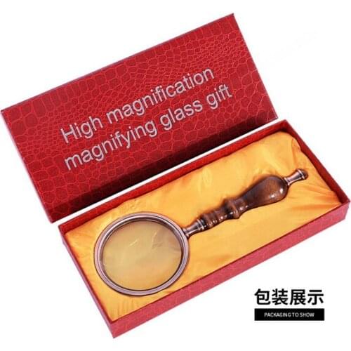 Quevinal 100pcs high quality 10X Frame Handheld Magnifying Glass Optical Glass Lens Wood Handle Magnifier For Reading