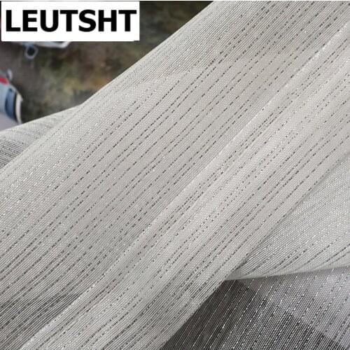 Shiny Silver Tulle Curtains for Living Room Window Screen White Modern Sheer Kitchen Blinds Bedroom Drapery