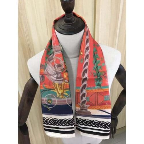 2021 new arrival spring summer red design 100% pure silk scarf twill hand made roll 90*90 cm shawl wrap for women lady