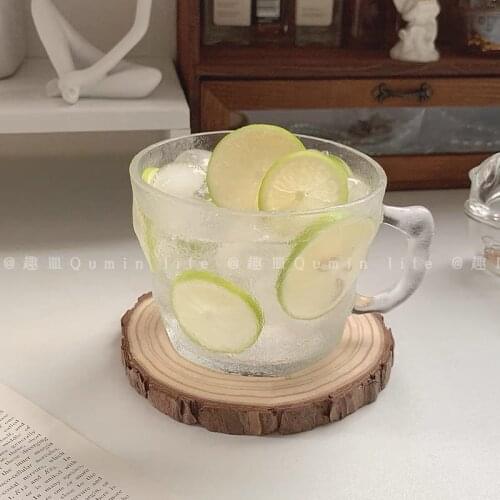 Glass Breakfast Cup Coffee Cup Ins Style Misty Glass Belt Frosted Water Cup Simple Decorative Ornaments