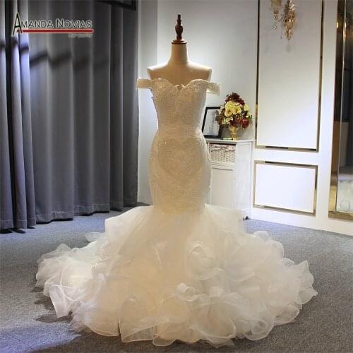 Full Beading Mermaid Wedding Dress New Model Designer Amanda Novias