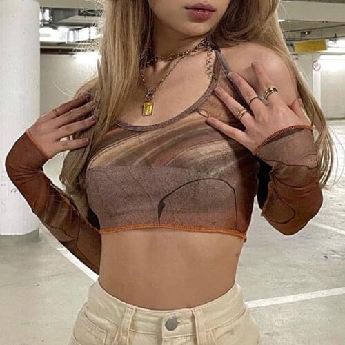 Hand-Painted Print Y2k Halter Crop Top With Gloves Summer Womens T-Shirt For Girls Fashion 2021Pullovers Tee Shirt Streetwear