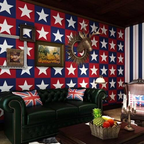 Bright Stars Paper Wallpaper Cartoon Geometric Patterns Kids Room Decoration Wall Paper 10 m Roll Baby Boys Bedroom Decor W163