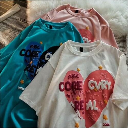 Love Y2K Three-Dimensional Letters Short-Sleeved T-Shirt Trend Design Sense Girl Top Trend Plus Top Size Oversized T-Shirt