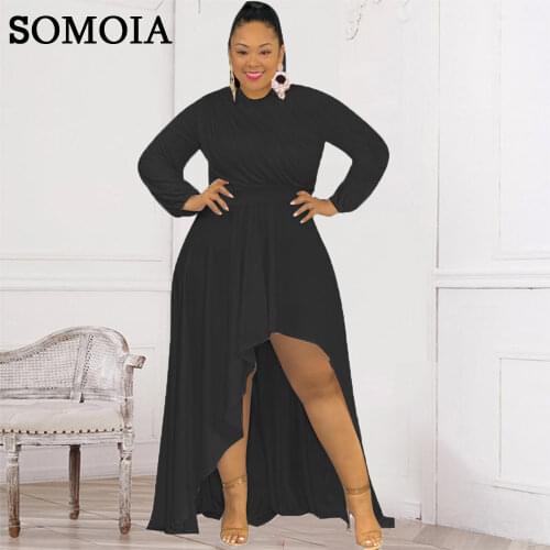 5XL Plus Size Elegant Dresses for Women Wholesale Items Solid Casual Long Sleeve Loose Draped Dress High Waist Irregular Dress