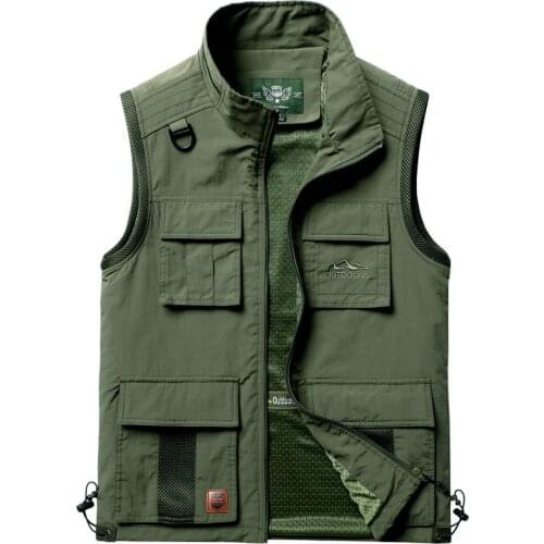 Mens Summer Spring Vest Multi-pockets Photography Fishing Climbing Hiking Plus Size Vests Outdoor Sleeveless Casual Waistcoat