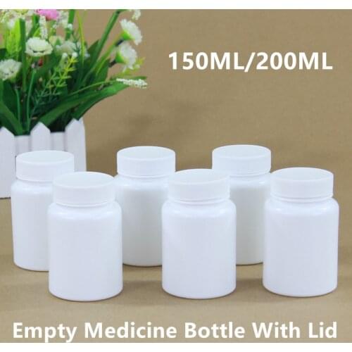 150ML 200ML Empty Medicine Bottle with Lid for Pill Capsule Food Grade Plastic Storage Packing Container 20PCS
