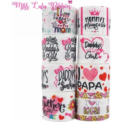 16mm,22mm,25mm,38mm Mothers Day/Fathers Day Grosgrain Ribbon For Handmade Bow/Party Decoration 50 Yards