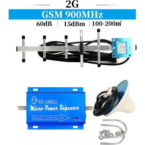 60dB Mini GSM Repeater 900MHz Cell Mobile Phone GSM 900 Signal Booster Amplifier Ceiling antenna + Yagi Antenna with 10m Cable