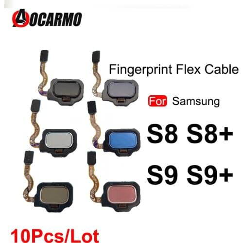 Aocarmo 10Pcs Fingerprint Sensor Home Button Flex Cable for Samsung Galaxy S8 S9 Plus S8+ SM-G960 G965 G960F G965F Replacement