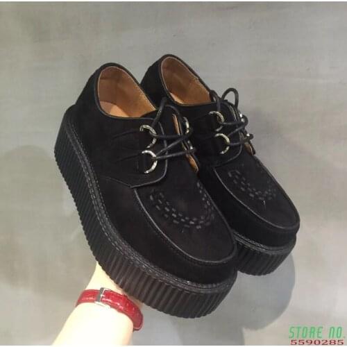 Black Harajuku Shoes Classic Lace UP High Platform Creepers Fashion Harajuku Punk Shoes Womens Casual Shoes Platform Shoes