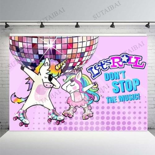 Unicorn Skate Party Backdrop Large Banner Decoration Dessert Table Background Photography for Child Photo Studio Photocall Shoot