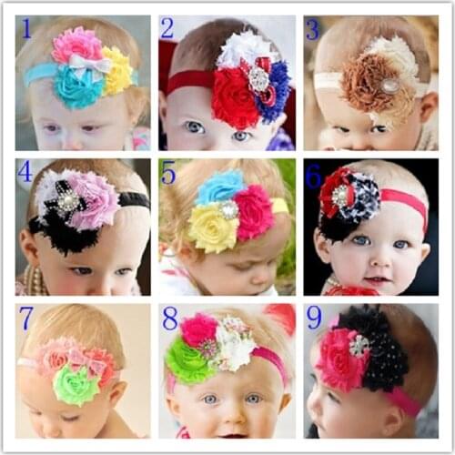 Hooyi 2017 Christmas Gift Baby Girl Headbands Children Hairband Kids Elastic Hair bands Floral Hair Accessories Yarn H5