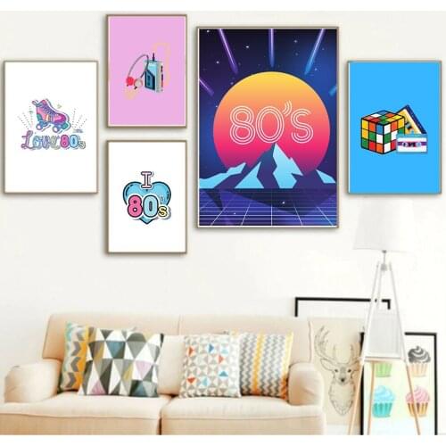 80s Retro Fun Pop Art Prints Canvas Painting, 1980s Wall Picture, Minimalist Style Poster,Gift for Her，Modern Home Decor
