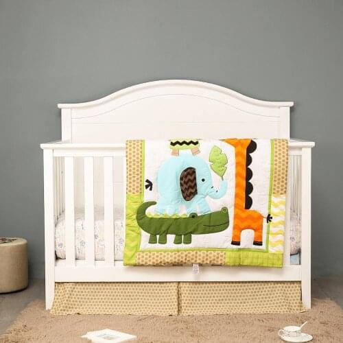 Crib Bedding Sets for Boys Nursery Bedding Set 3 Piece Animal Theme 100% Cotton Newborn Infant