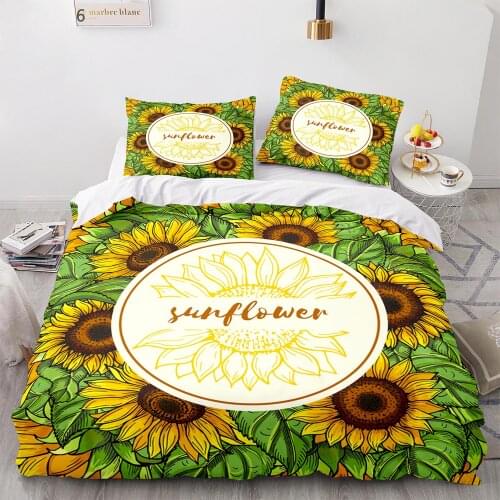 Sunflower Bedding Set Single Twin Full Queen King Size Sunflower Bed Set Flower Childrens Kid Bedroom Duvetcover Sets 013
