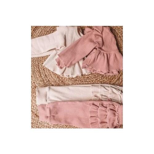 New Kids Baby Round Neck Long Sleeve Tops Fall Ruffle Skirt Trousers Spring Autumn Jogger Striped Suit