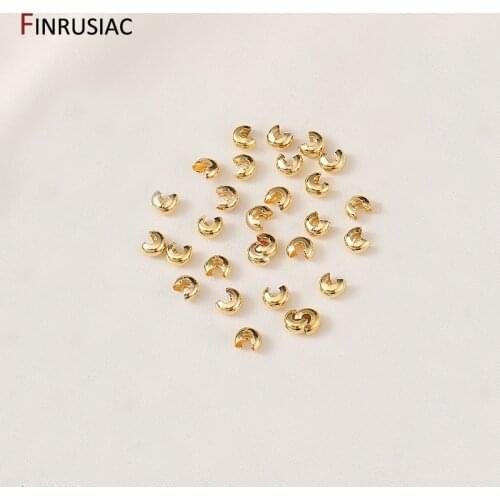 3mm/4mm/5mm 18k Gold Plated Open Crimp Beads Covers Crimp End Beads Stopper Spacer Beads For DIY Jewelry Making Supplies