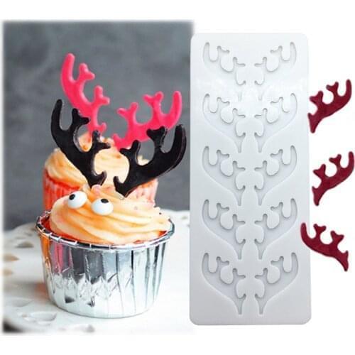 Wholesale 10 pcs Antlers Silicone Mold Sugarcraft Chocolate Cupcake Baking Mold Fondant Cake Decorating Tools