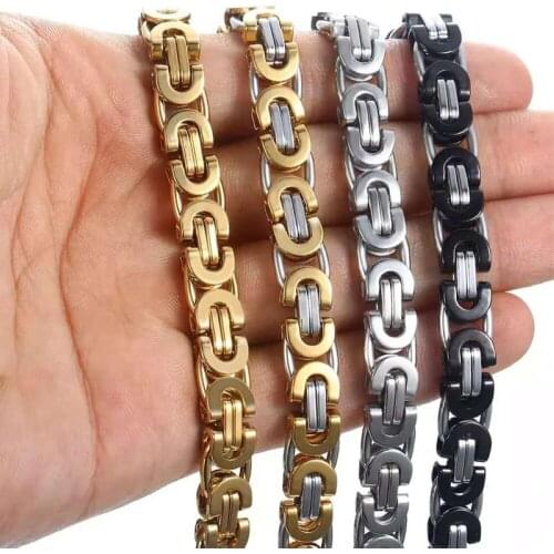 Stainless Steel Men Plated Gold Silver Chain Necklace Male Brake Flat King Rock Fashion Accessory Dropshipping Free Delivery
