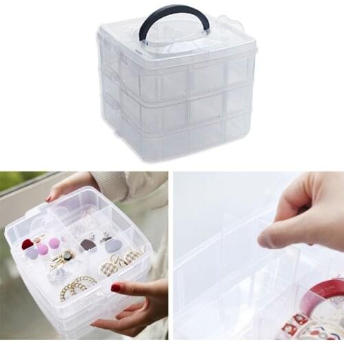 Transparent Portable Large Jewelry Organizer Storage Box Container Case Display