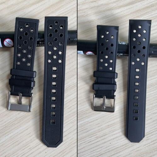 Premium-Grade Tropic Rubber PU Watchbands 22 mm Watch Steel Pin buckle Band Strap High Quality Wrist Belt Waterproof Bracelet