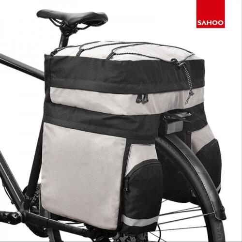 SAHOO Bicycle Carrier Bag 60L Rear Rack Trunk Bike Luggage Back Seat Pannier Two Bags Outdoor Cycling Saddle Storage 14590