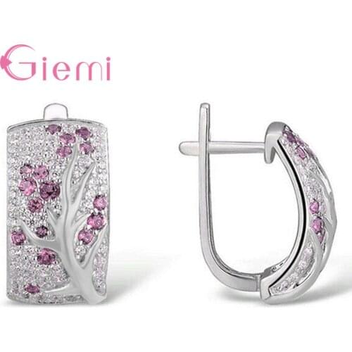 Creative Personality 925 Sterling Silver Cubic Zircon Plum Blossom Earrings Full Rhinestone Fashion Elegant Jewelry Oorbellen