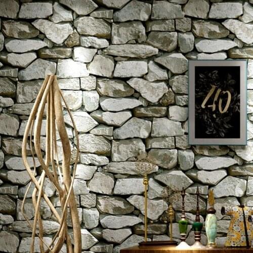 Waterproof Vintage 3D Stone Effect Wallpaper Roll Modern Rustic Realistic Faux Stone Texture Vinyl PVC Wall Paper Home Decor