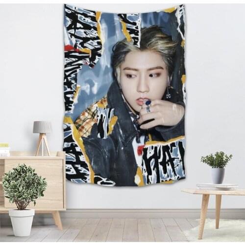 High Quality Han Ji Sung KPOP Tapestry Wall Hanging Tapestries Cloth Fabric Print For Living Room Decorative Wall Blanket 0622