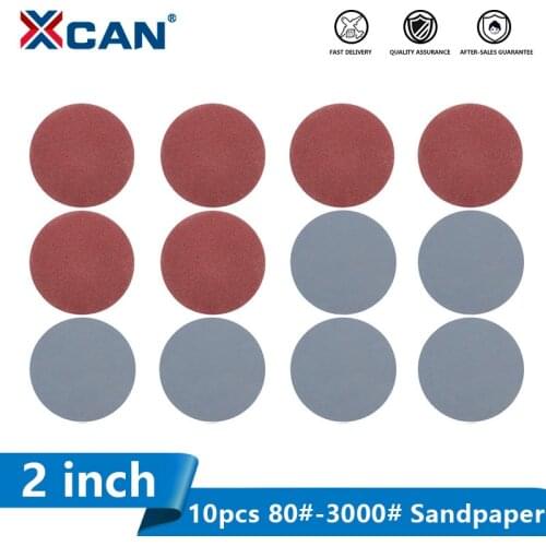 XCAN Sanding Disc 10pcs 2 Inches Flocking Sandpaper Abrasive Paper 80-2000 Grit Sanding Polishing Water Sand Back Velvet