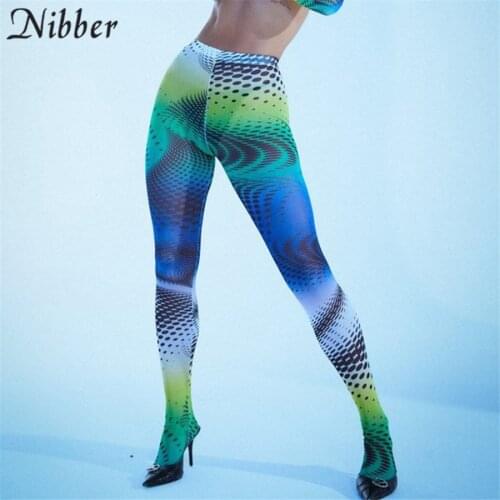Nibber Y2K Fall Tie Dye Print High Waist Foot Pants For Women Fashion Elastic Body-Shaping Bottom Casual Streetwear New 2021
