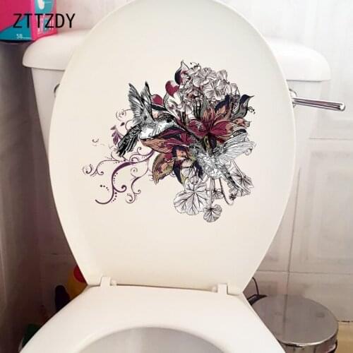 ZTTZDY 23×21.6CM Classical Art Flowers And Birds Home Bedroom Decor Wall Stickers Mural WC Toilet Decals T2-1159