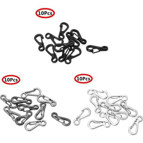10Pcs Aluminum Clip Buckles Mini SF Carabiner Clasps DIY Connect Tiny Snap Spring Hooks for Keychain Ring Paracord Cord Backpack